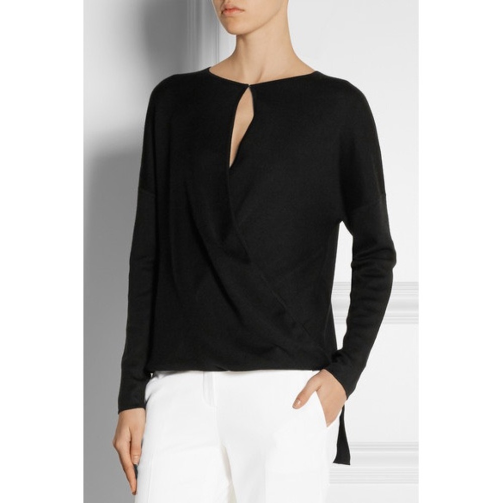 Derek Lam Wrap-effect cashmere/silk blue sweater